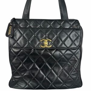 CHANEL CC TURN-LOCK LAMBSKIN TOTE BAG 24KT PLATED
